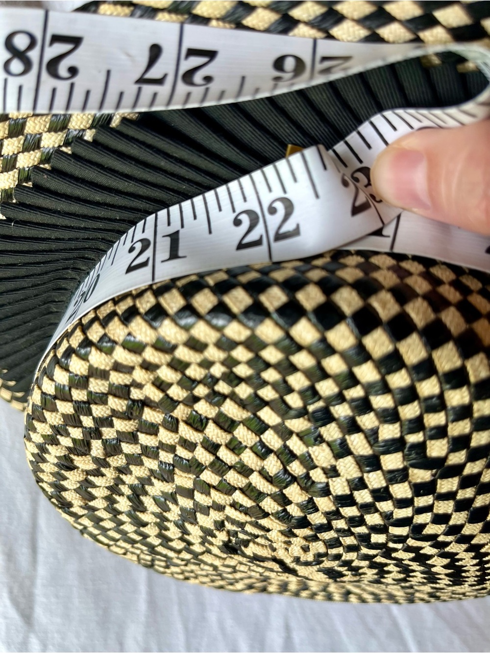 Vintage Black and Natural Woven Straw Hat - Picture 15 of 17